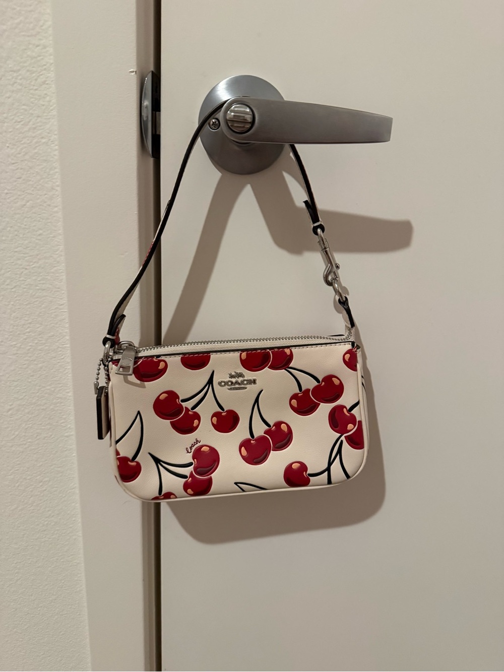 Coach Cherry-Print Wristlet - White and Red